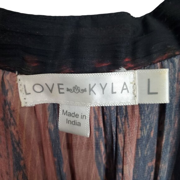 Love Kyla Size L Dress Maxi Flowy Boho Chic Tassel Tiered Long Sleeve - Picture 4 of 16